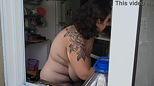 Caught My Fat Neighbor Naked With Big Tits And Hairy Pussy.