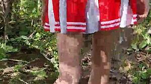 Walking barefoot on seashore and forest, hearing waves and upskirt sounds 😊