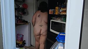 Caught My Fat Neighbor Naked With Big Tits And Hairy Pussy.