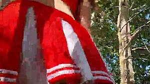 Walking barefoot on seashore and forest, hearing waves and upskirt sounds 😊