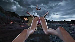 lili in bikini mod shows off her big tits during the game