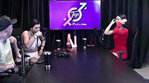 monica lima loses game and shows breasts in sheer red