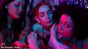 bratty girls indulge in foot worship, tickling fetish and wax play