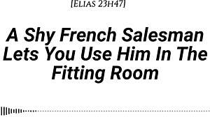 i'm shy french salesman pulled into fitting room for oral and riding