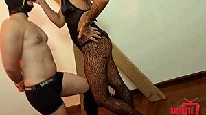 morena femdom says, 'take this punishment, slave!'