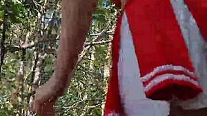 Walking barefoot on seashore and forest, hearing waves and upskirt sounds 😊