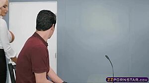 i fuck busty blonde assistant hard in high heels and lingerie