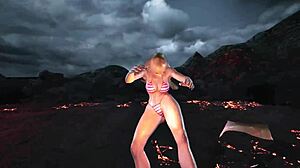 lili in bikini mod shows off her big tits during the game