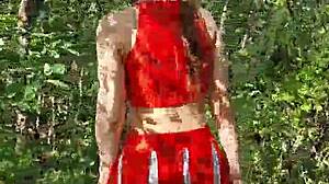 Walking barefoot on seashore and forest, hearing waves and upskirt sounds 😊