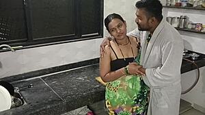 indian horny couple having fun with kitchen sex, dirty talk and all