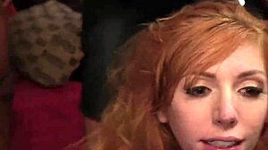 so this busty redhead gets double penetrated in a wild orgy