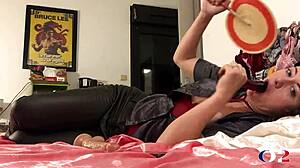 1735ip - Full - Fucking White Amateur Milf Green Leather Pants Red Satin Bodysuit Heels Doggy Style Pov Ass Licking Blowjob Spanking