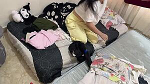 Political cousin bends over for intense ball licking and deepthroat