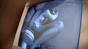 Chick masturbates on toilet then sucks gloryhole cock