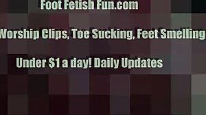 Teasing with silky soft feet in femdom footjob session