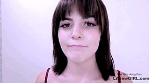 Fresh Faced Model Seduced by Producer on Sofa