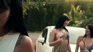Sexy Latinas Washing Cars For FREE, SPLASHING And SQUIRTING Everywhere