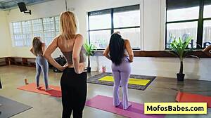 Slutty Busty Blonde Sucks Big Cock In Yoga Class
