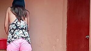 Latina Neighbor Wets His Dick In Community Laundry Before Facial