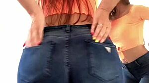 horny latina in leggings or jeans outdoors