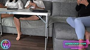 Amateur milfs with naughty wife inviting step-sister to watch