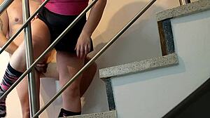 Naughty stepsister seduces on the stairs
