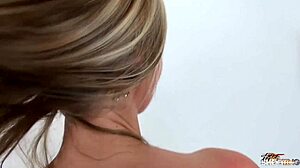 Babe enjoys fake agent's cock every second in cum shower fuck