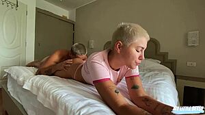 he starts his morning by licking his stepdaughter's pussy and ass until she moans