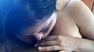 MILF WITH BIG TITS GIVES THE BEST BLOWJOBS TO HER STEPSON IN HOMEMADE ROLEPLAY.