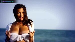 Brunette Babe Jane Sensually Fingers Her Pussy on the Beach