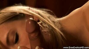 Blonde cougar sucks indian lover's cock