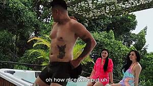 Stripper Dilan Clavijo fucks two milfs in group action