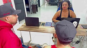 They went looking for work and found a horny boss with big tits 😈