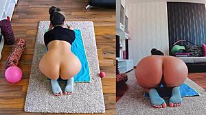 Naked yoga session reveals unexpected ass worshiping