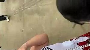 walking with collared girls in sao paulo center.