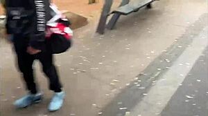 walking with collared girls in sao paulo center.