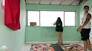 my friend's whore helped me do cardio by eating and fucking her big ass - full story