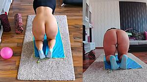 Naked yoga session reveals unexpected ass worshiping