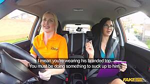 Fake driving school - blonde eats pussy to pass her driving test