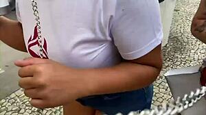 walking with collared girls in sao paulo center.