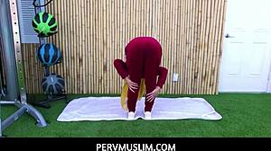 The fitness trainer seduces his exotic arabic client.