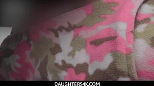 Hot teen stepdaughter seduces stepdad with assless pajamas