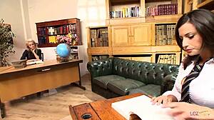 nerdy lesbian decides that she is going to strapon fuck her sexy blonde colleague