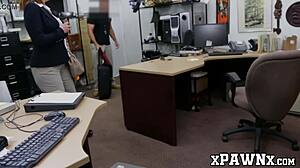 Broke ass milf sells her cunt in the pawnshop earning a lot.
