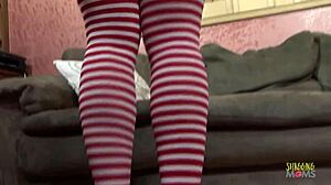 Slutty Brunette Santa Cunt Stuffed with Cream