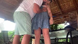 hot blonde upskirt fuck creampie with close-up clit and pussy details