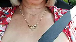 Riding down the road with my tits out! Feel the wild exposure!