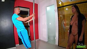 I-I can't stop staring at angel takemura's big ass dancing in lingerie