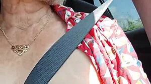 Riding down the road with my tits out! Feel the wild exposure!