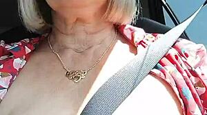 Riding down the road with my tits out! Feel the wild exposure!